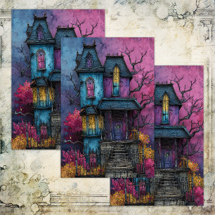 VIBRANT SPUK HAUS DECOUPAGE TISSUPAPIER SEIDENPAPIER