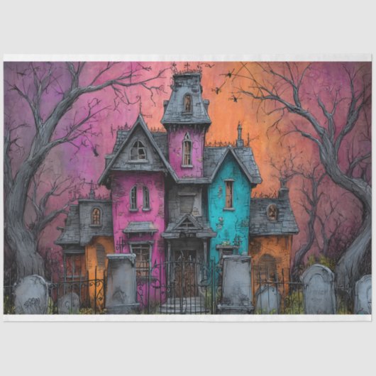 VIBRANT SPUK MANSION DECOUPAGE TISSUPAPIER SEIDENPAPIER (Vorderseite)