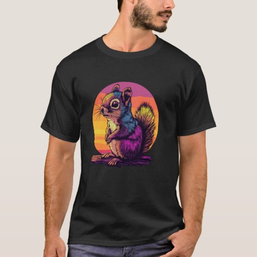Vibrant Squirrel In Sunset Colors T-Shirt (Vorderseite)