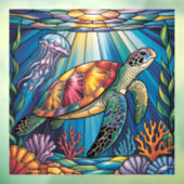 Vibrant Stained Glass Sea Turtle Ocean Design Fensteraufkleber (Blatt 3)