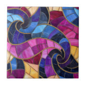 Vibrant Stained Glass Swirl Mosaic Fliese (Vorderseite)