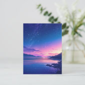 Vibrant Starry Night Coastal Sunset Postkarte (Stehend Vorderseite)