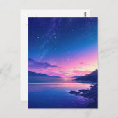 Vibrant Starry Night Coastal Sunset Postkarte (Vorne/Hinten)