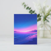 Vibrant Starry Night Pink Beach Postkarte (Stehend Vorderseite)
