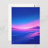 Vibrant Starry Night Pink Beach Postkarte (Vorne/Hinten)
