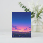 Vibrant Starry Night Wildflower Meadow Postkarte (Stehend Vorderseite)