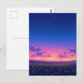Vibrant Starry Night Wildflower Meadow Postkarte (Vorne/Hinten)