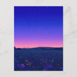 Vibrant Starry Night Wildflower Meadow Postkarte