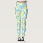 Vibrant Striped Floral Leggings (Vorderseite)