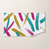Vibrant Strokes,Teal, Magenta & Mustard pattern Badhandtuch Set (Handtuch)