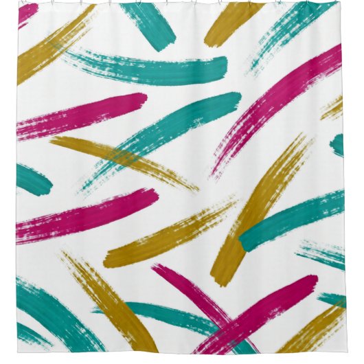 Vibrant Strokes,Teal, Magenta & Mustard pattern Duschvorhang (Vorderseite)