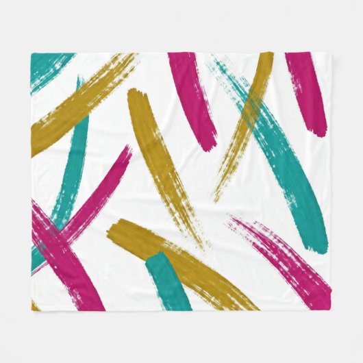 Vibrant Strokes,Teal, Magenta & Mustard pattern Fleecedecke (Vorderseite (Horizontal))