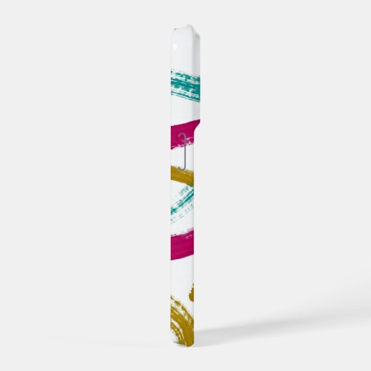 Vibrant Strokes,Teal, Magenta & Mustard pattern iPhone Hülle (Rechte Seite)
