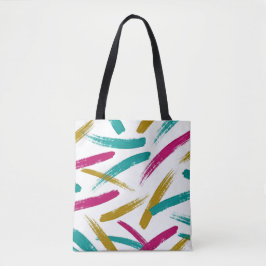 Vibrant Strokes,Teal, Magenta & Mustard pattern Tasche