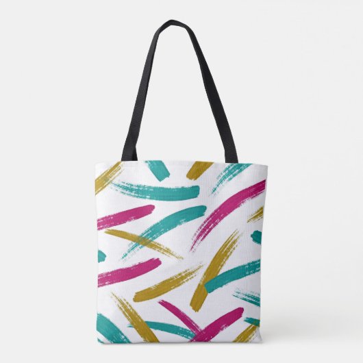 Vibrant Strokes,Teal, Magenta & Mustard pattern Tasche (Rückseite)