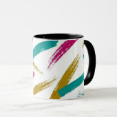 Vibrant Strokes,Teal, Magenta & Mustard pattern Tasse (VorderseiteRechts)