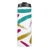 Vibrant Strokes,Teal, Magenta & Mustard pattern Thermosbecher (Vorderseite)