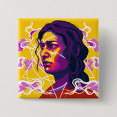 Vibrant Stylized Portrait with Abstract Elements Button (Vorderseite)