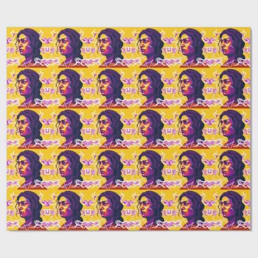 Vibrant Stylized Portrait with Abstract Elements Geschenkpapier (Flach)
