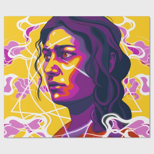 Vibrant Stylized Portrait with Abstract Elements Geschenkpapier (Flach)