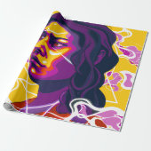 Vibrant Stylized Portrait with Abstract Elements Geschenkpapier (Ungerollt)