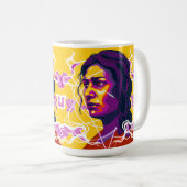 Vibrant Stylized Portrait with Abstract Elements Kaffeetasse (VorderseiteRechts)