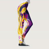 Vibrant Stylized Portrait with Abstract Elements Leggings (Rechts)