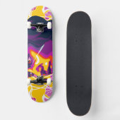 Vibrant Stylized Portrait with Abstract Elements Skateboard (Vorderseite)