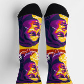 Vibrant Stylized Portrait with Abstract Elements Socken (Oben)