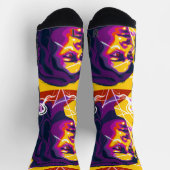 Vibrant Stylized Portrait with Abstract Elements Socken (Oben)