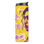 Vibrant Stylized Portrait with Abstract Elements Thermosbecher (Nach links gedreht)