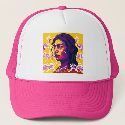 Vibrant Stylized Portrait with Abstract Elements Truckerkappe (Vorderseite)