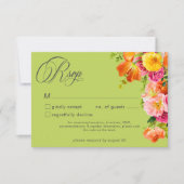 Vibrant Summer Floral Lime Orange Pink Wedding RSVP Karte (Vorderseite)