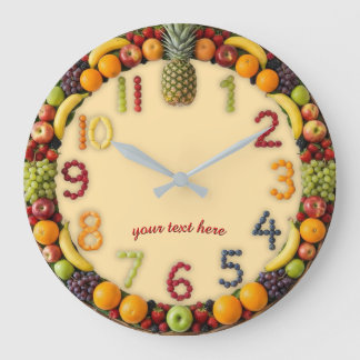 Vibrant Summer Fruit Salad Wall Clock - Custom Große Wanduhr