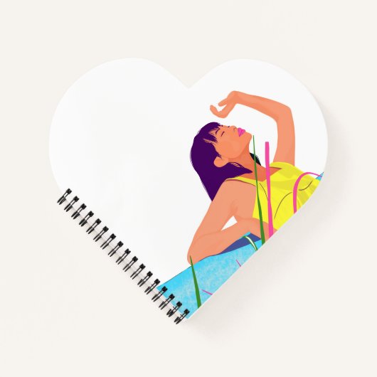 Vibrant Summer Girl Heart Shaped Notebook – Colour Notizblock (Vorderseite)