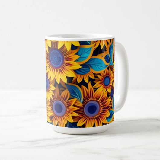 Vibrant Sunflower Kaffeetasse (VorderseiteRechts)