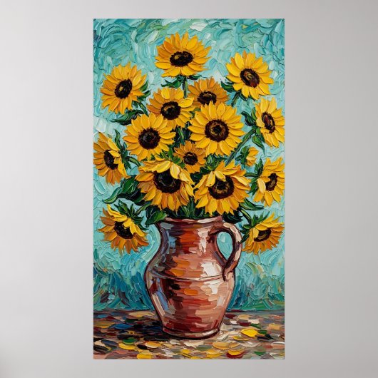 Vibrant Sunflowers Impasto Oil Painting Poster (Vorne)