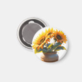 Vibrant Sunflowers in a Rustic Pot Magnet (Vorderseite/Rückseite)