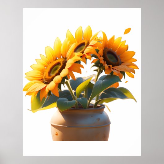 Vibrant Sunflowers in a Rustic Pot Poster (Vorne)