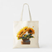 Vibrant Sunflowers in a Rustic Pot Tragetasche (Rückseite)