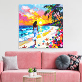 Vibrant Sunset Abstract Beach Scene Leinwanddruck (Insitu (Wohnzimmer))
