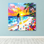 Vibrant Sunset Abstract Beach Scene Leinwanddruck (Insitu (Holzboden))