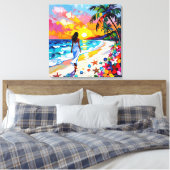 Vibrant Sunset Abstract Beach Scene Leinwanddruck (Insitu (Schlafzimmer))