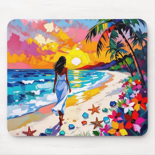 Vibrant Sunset Abstract Beach Scene Mousepad (Vorne)