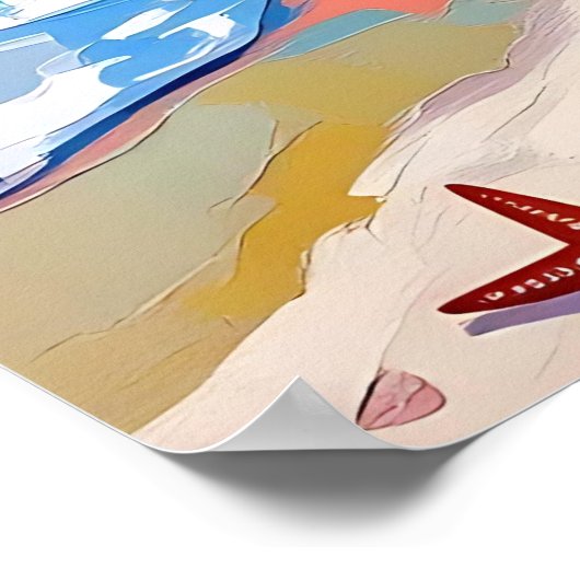 Vibrant Sunset Abstract Beach Scene Poster (Ecke)