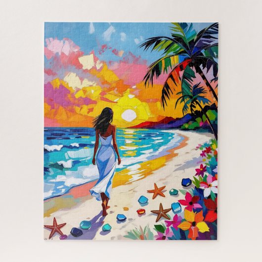 Vibrant Sunset Abstract Beach Scene Puzzle (Vertikal)
