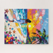 Vibrant Sunset Abstract Beach Scene Puzzle (Horizontal)
