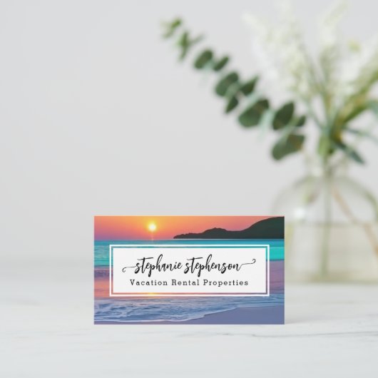 Vibrant Sunset Beach Spa Travel Vacation Visitenkarte (Stehend Vorderseite)