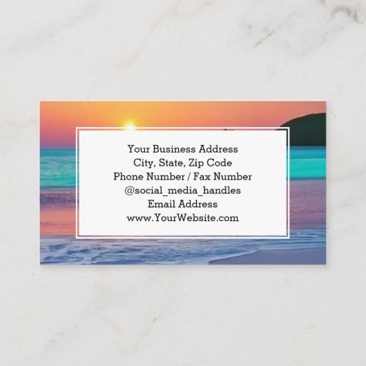 Vibrant Sunset Beach Spa Travel Vacation Visitenkarte (Rückseite)