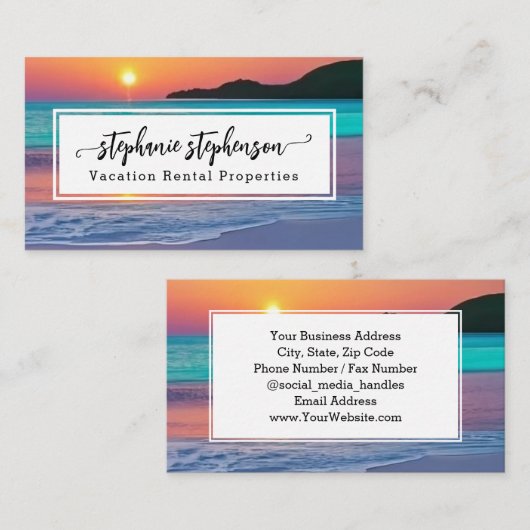 Vibrant Sunset Beach Spa Travel Vacation Visitenkarte (Vorne/Hinten)